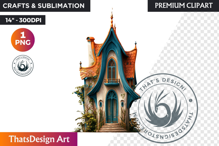 Fairy Tale House PNG, Gnome home, Whimsical Building