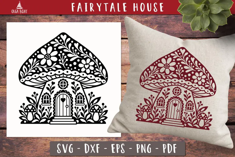 Fairytale Mushroom House SVG Fantasy Mushroom Cottage