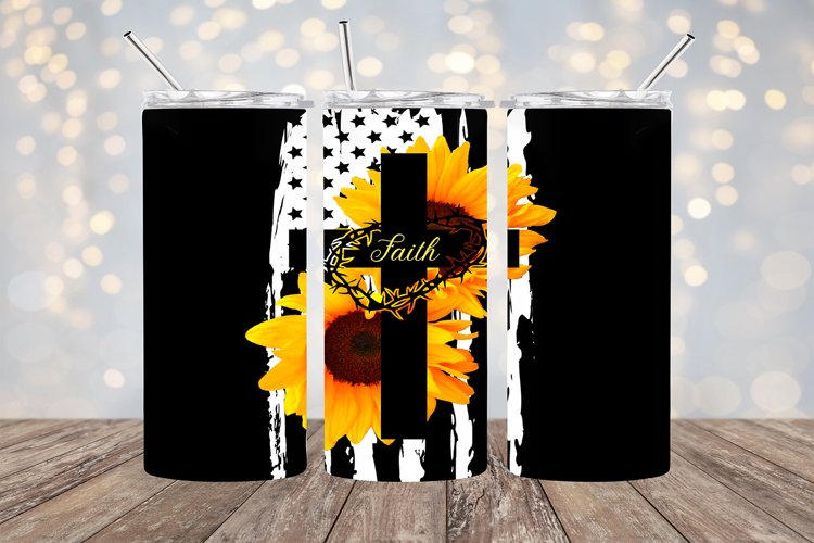 Faith Flowers and Flag - 20oz Sublimation - PNG Design example image 1