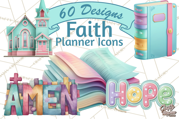 Christian Clipart PNG, Faith Icons for Devotional Art