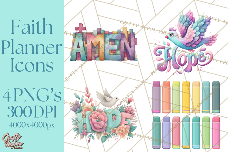 Christian Clipart PNG, Faith Icons for Devotional Art