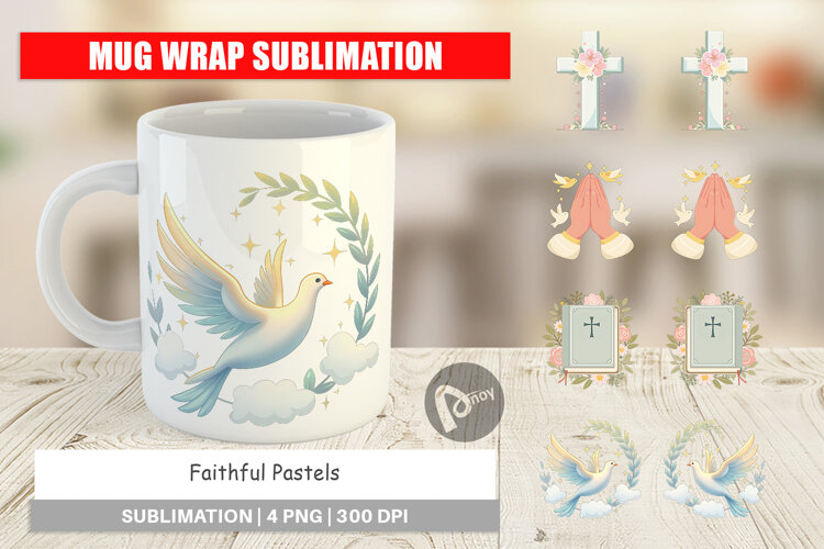 Mug Wrap Faithful Pastels example image 1