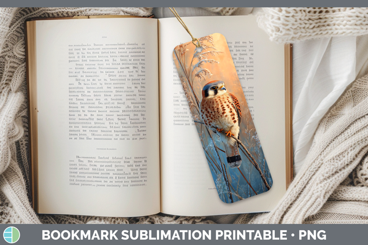 American Kestrel Falcon Sunset Bookmark Sublimation Design
