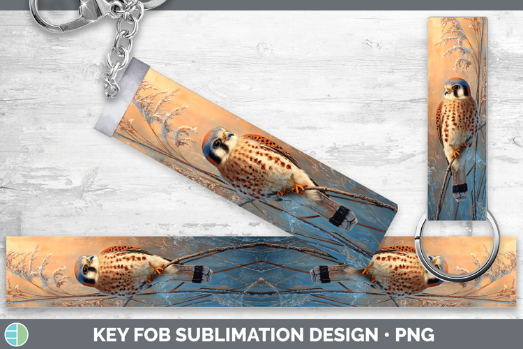 American Kestrel Falcon Sunset Key Fob Sublimation Design