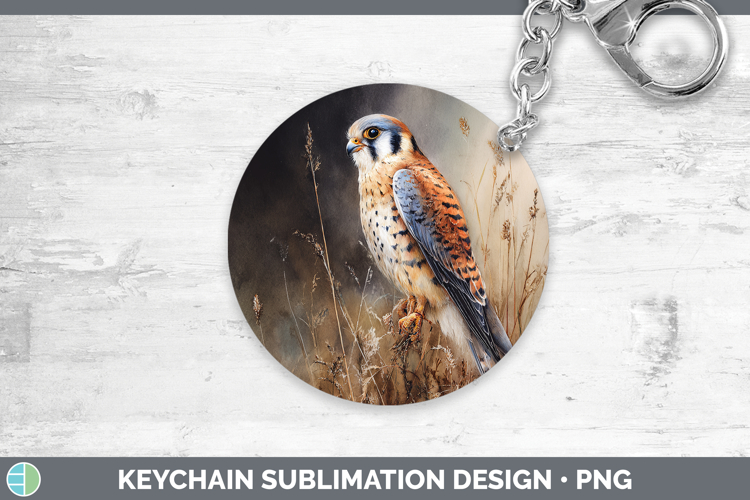 American Kestrel Falcon Sunset Keychain Sublimation Design