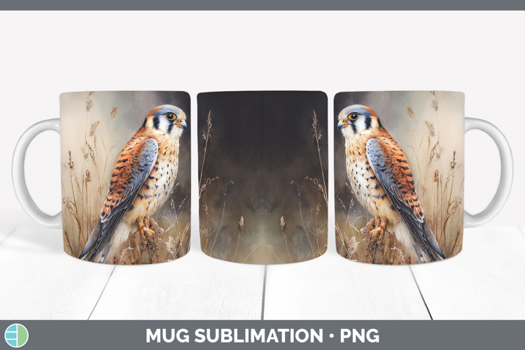 American Kestrel Falcon Sunset Mug Wrap Sublimation Design