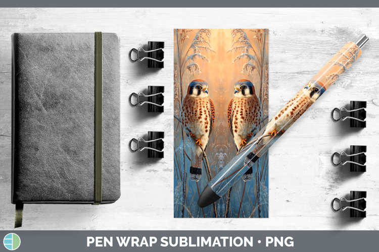 American Kestrel Falcon Sunset Pen Wrap Sublimation Design