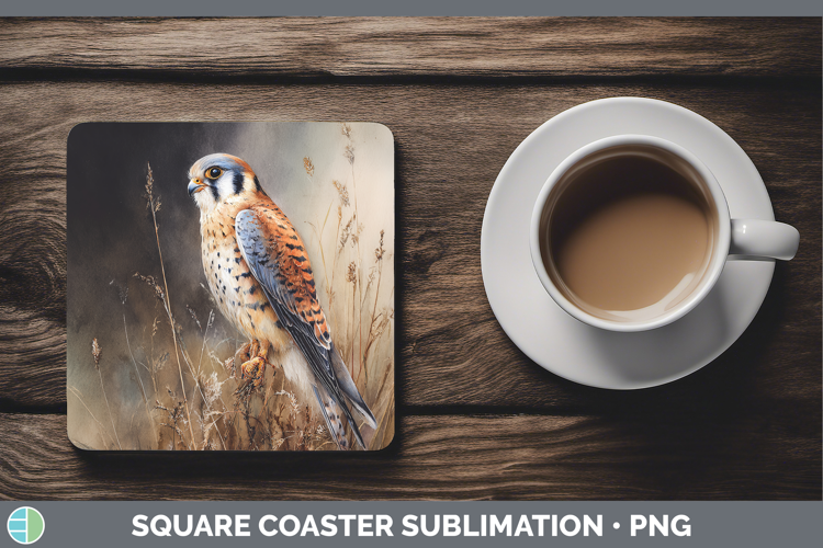 American Kestrel Falcon Sunset Square Coaster Sublimation De