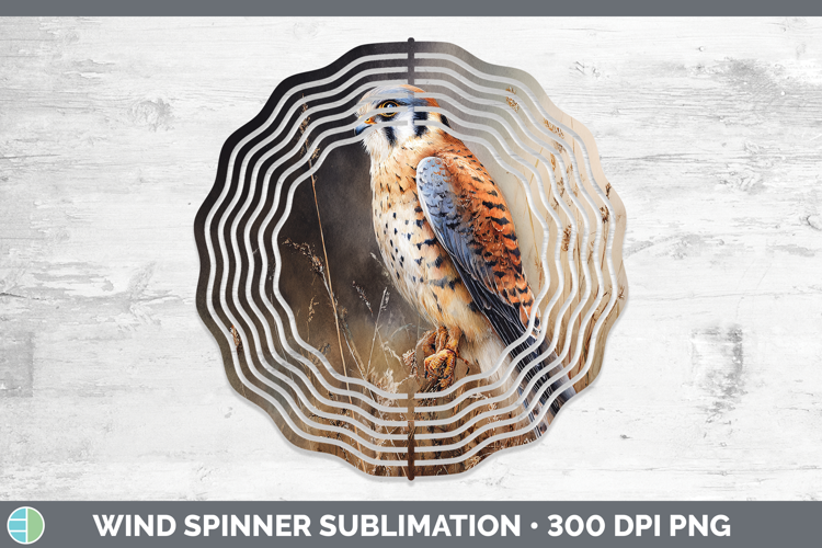American Kestrel Falcon Sunset Wind Spinner Sublimation Desi