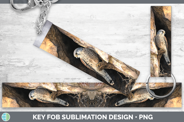 Eurasian Kestrel Falcon Sunset Key Fob Sublimation Design