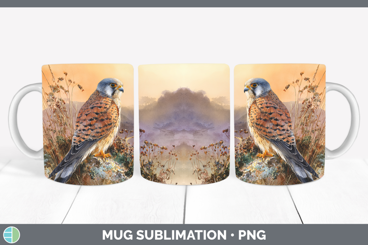 Eurasian Kestrel Falcon Sunset Mug Wrap Sublimation Design