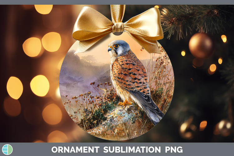 Eurasian Kestrel Falcon Sunset Ornament Sublimation Design