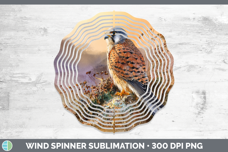 Eurasian Kestrel Falcon Sunset Wind Spinner Sublimation Desi