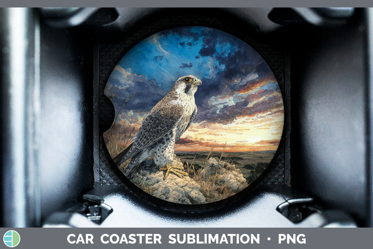 Gyrfalcon Falcon Sunset Car Coaster Sublimation Design