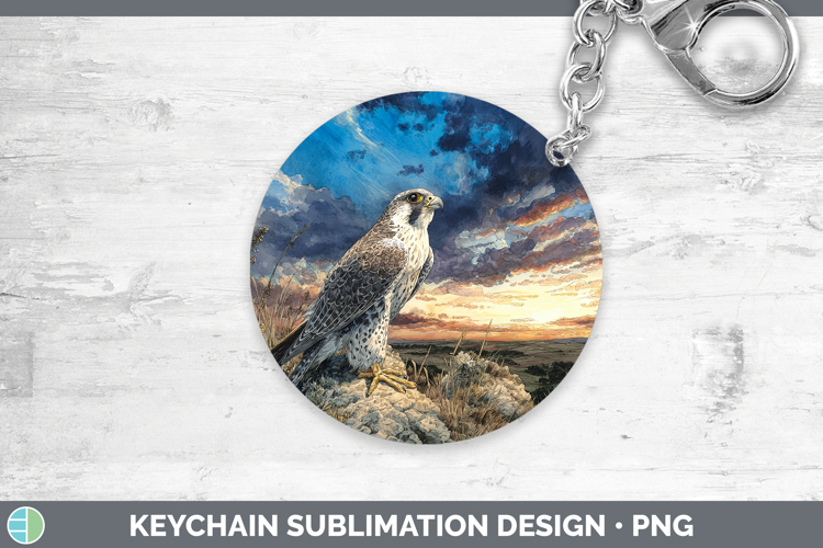 Gyrfalcon Falcon Sunset Keychain Sublimation Design