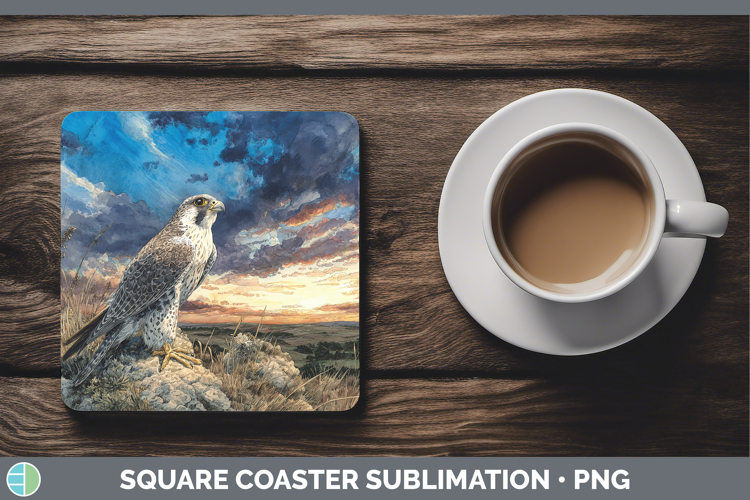 Gyrfalcon Falcon Sunset Square Coaster Sublimation Design