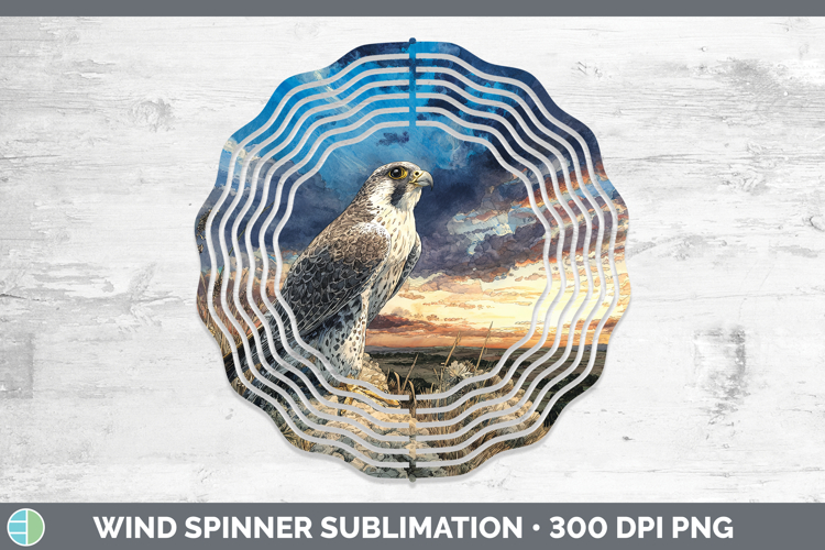Gyrfalcon Falcon Sunset Wind Spinner Sublimation Design