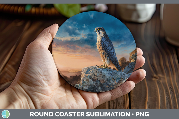 Merlin Falcon Sunset Round Coaster Sublimation Design