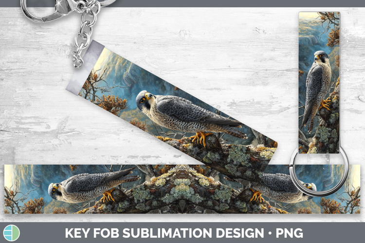 Peregrine Falcon Sunset Key Fob Sublimation Design