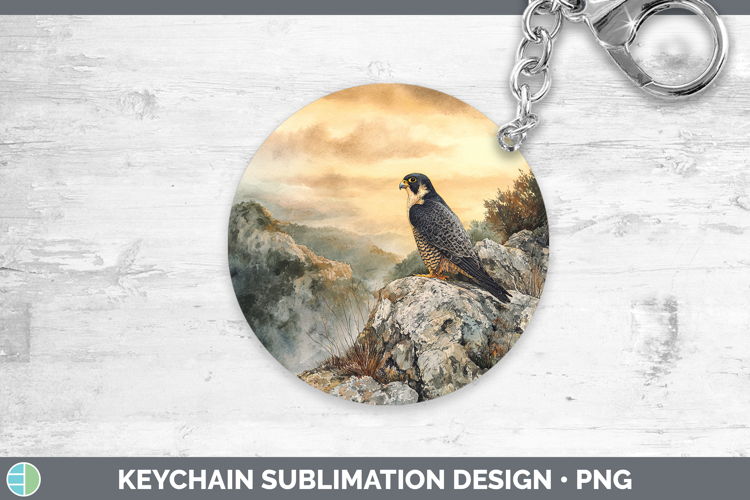 Peregrine Falcon Sunset Keychain Sublimation Design