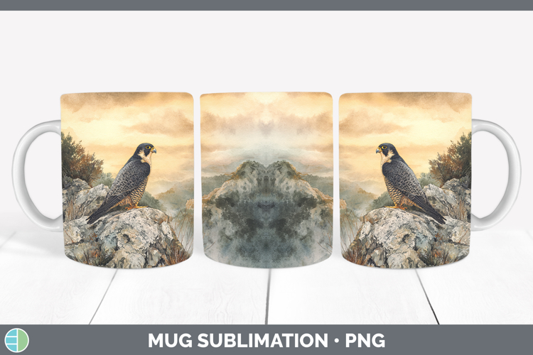 Peregrine Falcon Sunset Mug Wrap Sublimation Design