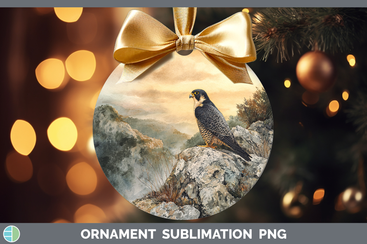Peregrine Falcon Sunset Ornament Sublimation Design
