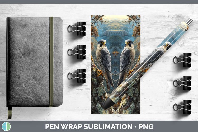 Peregrine Falcon Sunset Pen Wrap Sublimation Design