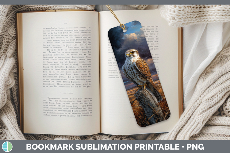 Prairie Falcon Sunset Bookmark Sublimation Design