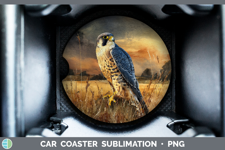 Prairie Falcon Sunset Car Coaster Sublimation Design