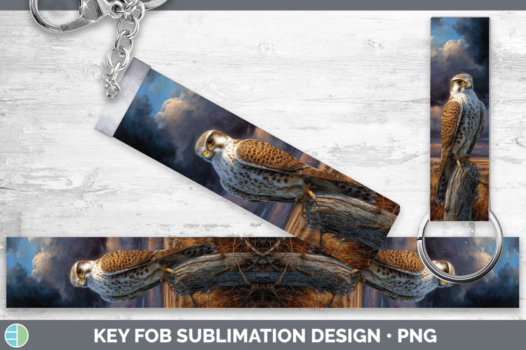 Prairie Falcon Sunset Key Fob Sublimation Design