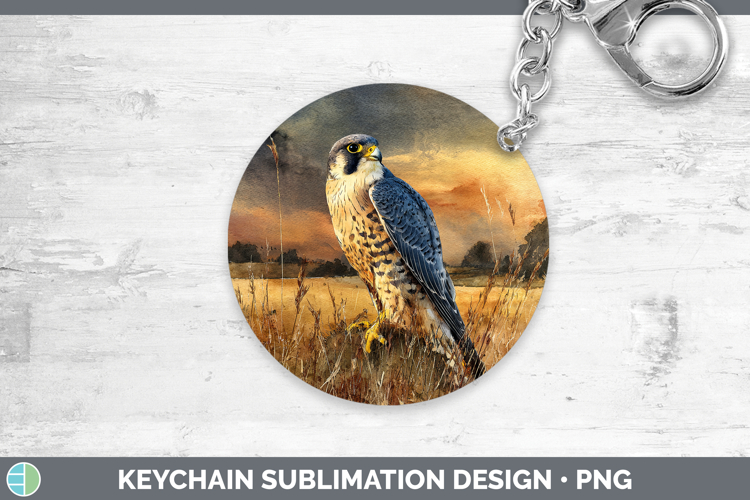 Prairie Falcon Sunset Keychain Sublimation Design