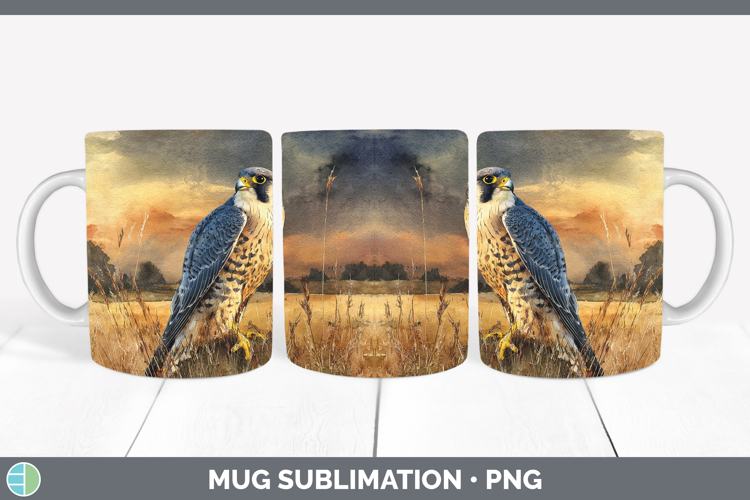 Prairie Falcon Sunset Mug Wrap Sublimation Design