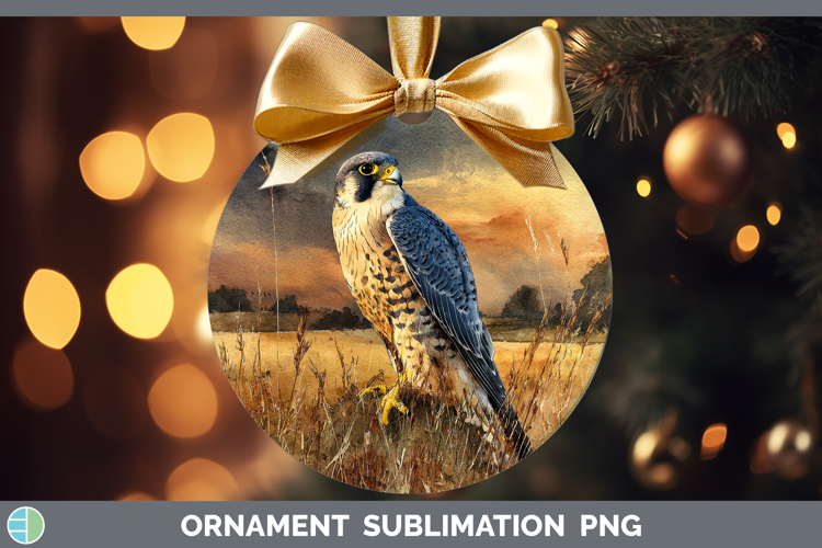 Prairie Falcon Sunset Ornament Sublimation Design