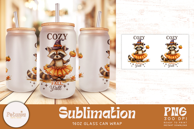 Fall Libbey Sublimation Wrap | 16oz Glass Can Wrap PNG
