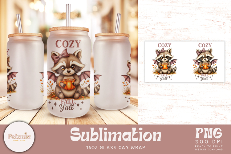Fall Libbey Sublimation Wrap | 16oz Glass Can Wrap PNG