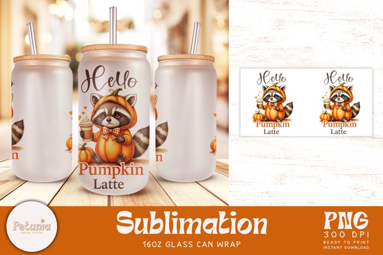 Fall Libbey Sublimation Wrap | 16oz Glass Can Wrap PNG
