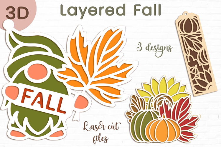 3d Layered Fall decor, Pumpkin bookmark, Laser cut Autumn