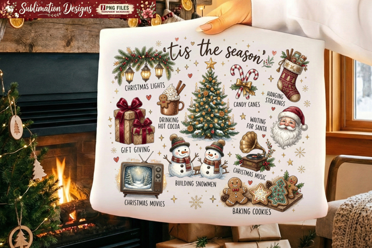 Tis The Season Christmas Sublimation PNG | Cozy Christmas example image 1