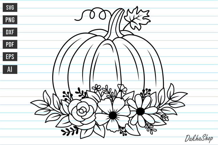Fall Svg Pumpkin With Flower Svg Autumn Pumpkin Svg