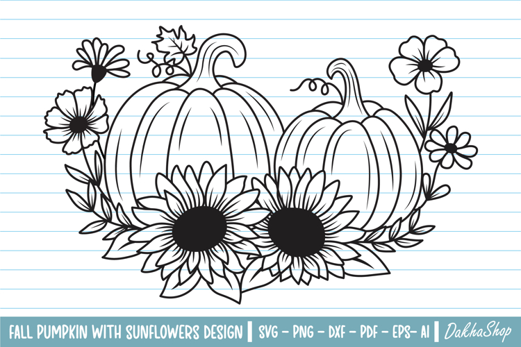 Fall Svg, Pumpkin With Flower Svg, Thanksgiving Svg.