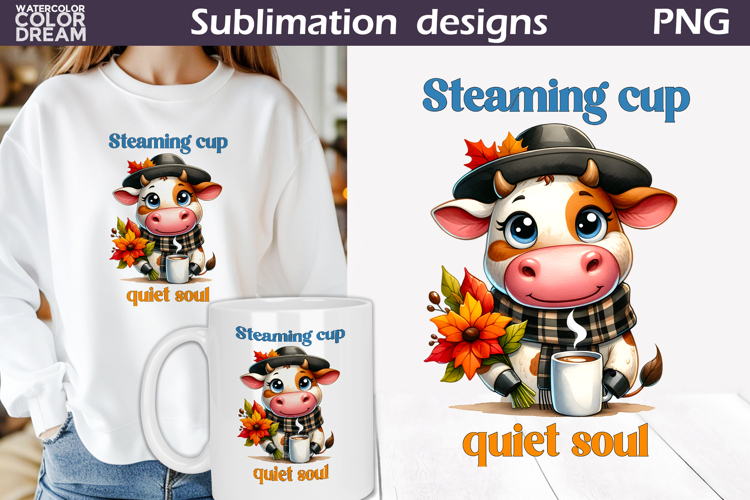Funny Cow Quote Fall | Autumn Leaves Coffee Sublimation