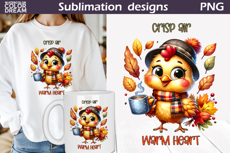 Crisp Air Chicken PNG | Cute Fall Sublimation Design