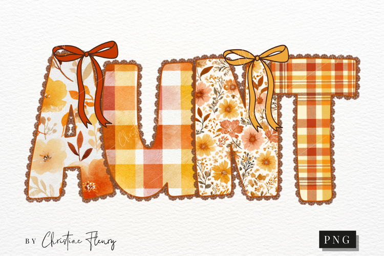 Preppy Floral Fall Aunt PNG