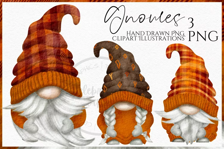 Fall Autumn Gnomes | Watercolor Clipart Png