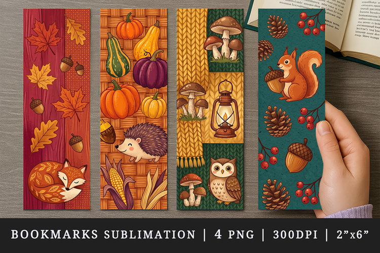 Fall autumn bookmarks printable sublimation bookmark design