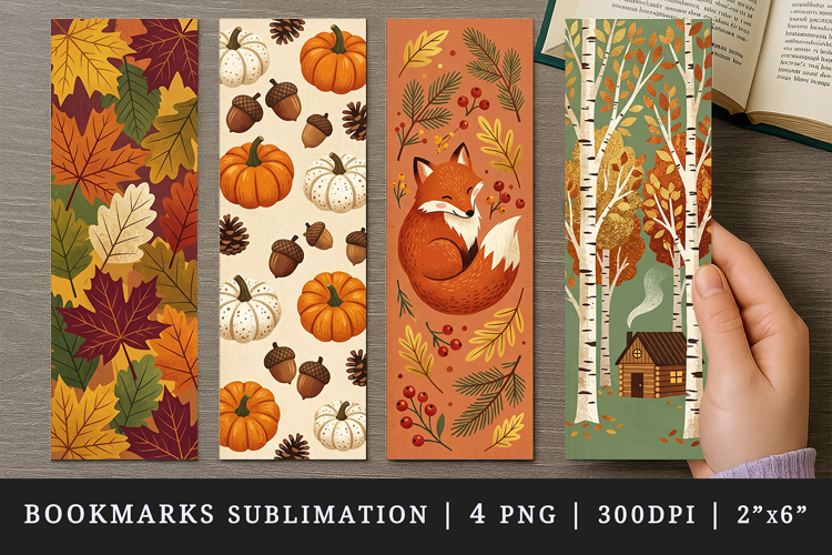 Fall autumn bookmarks printable sublimation bookmark design