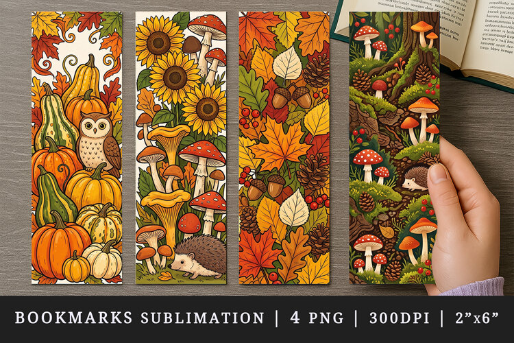 Fall autumn bookmarks printable sublimation bookmark design example image 1