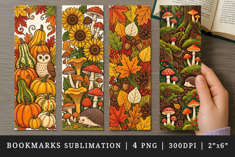 Fall autumn bookmarks printable sublimation bookmark design