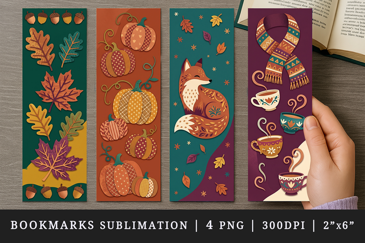 Fall autumn bookmarks printable sublimation bookmark design