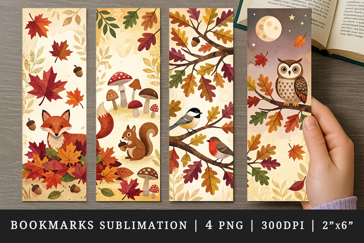 Fall autumn bookmarks printable sublimation bookmark design